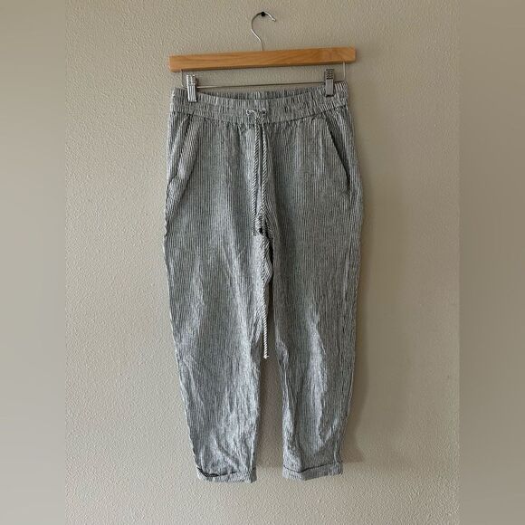 J Crew Women’s Linen Cotton Striped Drawstring Pants Size 0 - Picture 3 of 9
